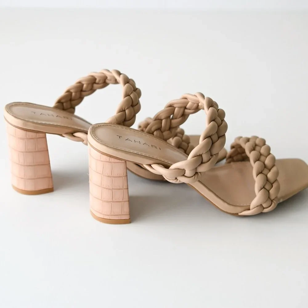 TAHARI Tan Dayah Rope Braid Square Toe 3